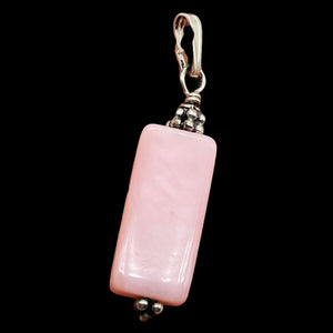 Universal Love! Rectangle Rose Quartz Sterling Silver Pendant | 1 1/2" Long |