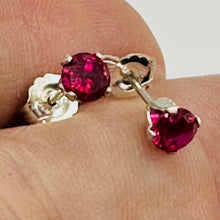 Load image into Gallery viewer, Created Ruby 925 Sterling Silver 4mm Stud Earrings July Birthstone USA
