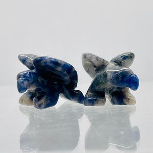 2 Soaring Carved Sodalite Eagle Beads | 18x18x7mm | Blue white