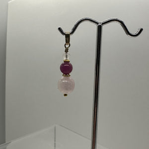 Kunzite Ruby Precious Stone 14K Gold Filled Pendant Necklace | 1 1/4 inch long|