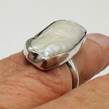 Load image into Gallery viewer, Pearl Designer Sterling Silver Ring | Size 7 | White, Silver | 1 Ring
