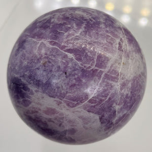 Lepidolite 209g Round Collector's Sphere | 2" | Purple White | 1 Sphere |