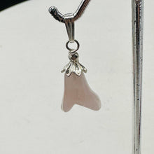 Load image into Gallery viewer, Lily! Hand Carved Rose Quartz Flower Solid Sterling Silver Pendant | 1&quot; Long |
