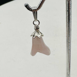 Lily! Hand Carved Rose Quartz Flower Solid Sterling Silver Pendant | 1" Long |