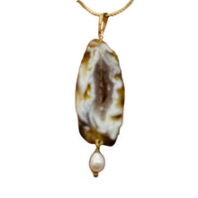 Load image into Gallery viewer, Druzy Agate Slice Designer 14kgf Pendant | 2 1/2" Long | Druzy Agate Crystal |
