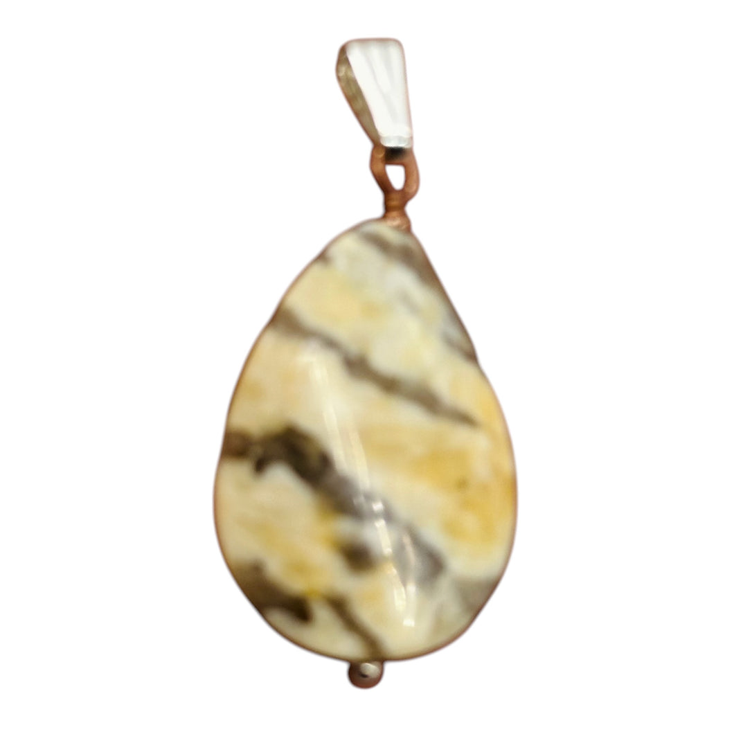 Ocean Jasper Teardrop Sterling Silver Pendant | 1 1/2