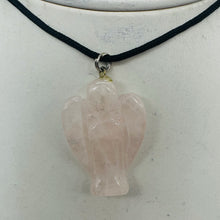 Load image into Gallery viewer, Pink Rose Quartz Angel Pendant Necklace Natural Gemstone 1 1/4 Inch

