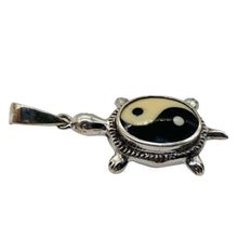 Load image into Gallery viewer, Yin Yang Sterling Silver Turtle Pendant | 1 1/2&quot; Long | White Black | 1 Pendant |

