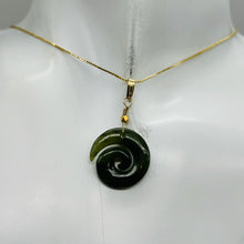 Load image into Gallery viewer, Jade New Zealand Maori Koru Sterling Silver Pendant | Green | 1&quot; Long |
