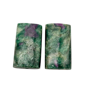 Green Fuschite Pendant Beads | 22x12x5mm | Green/Red | Rectangle | 2 Beads |