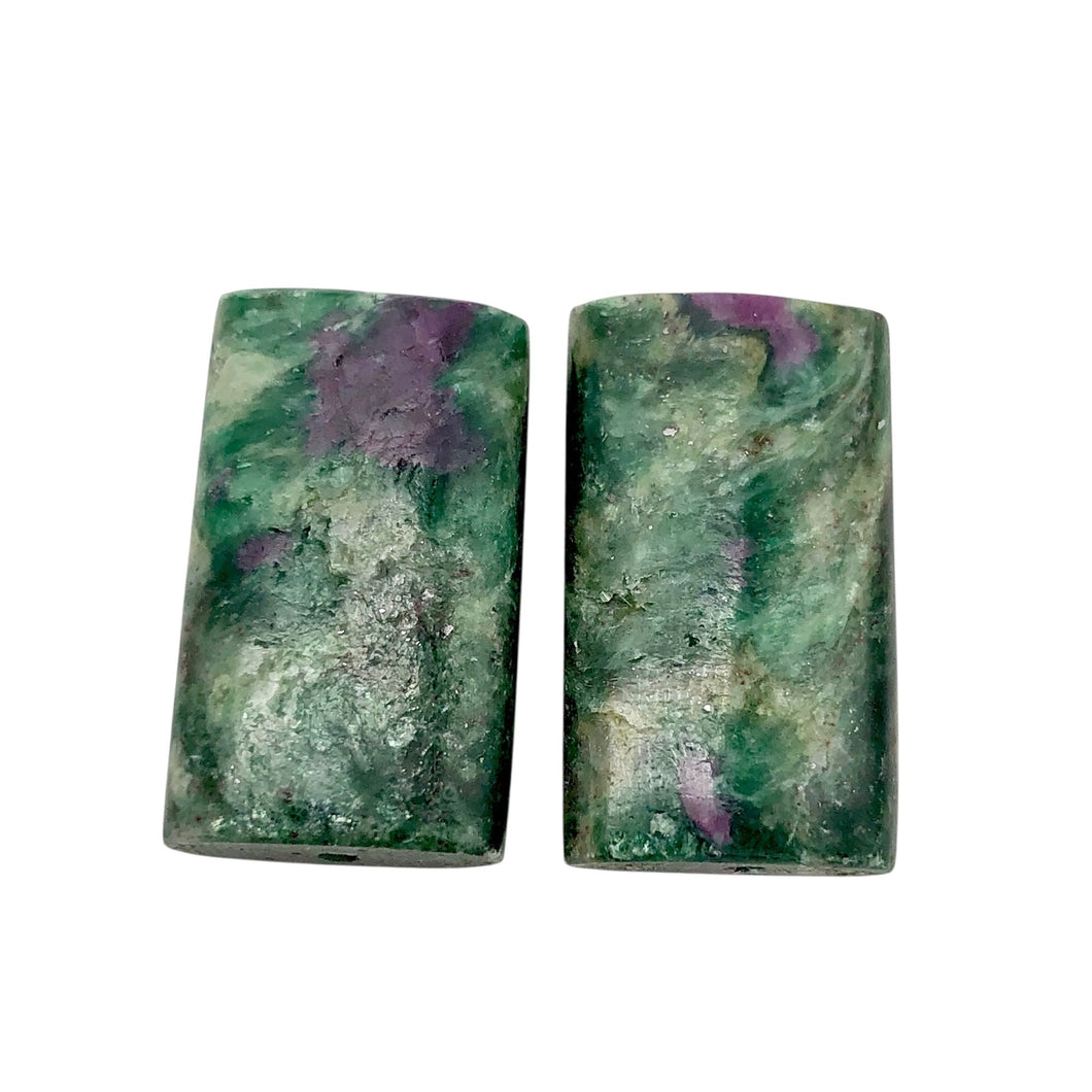 Green Fuschite Pendant Beads | 22x12x5mm | Green/Red | Rectangle | 2 Beads |