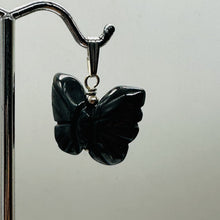 Load image into Gallery viewer, Flutter Carved Hematite Butterfly and Sterling Silver Pendant 509256HMS
