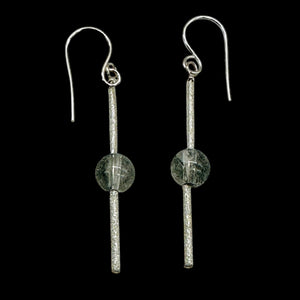 Sparkling Actinolite Quartz Sterling Silver Earrings | 2" long | 1 Pair |