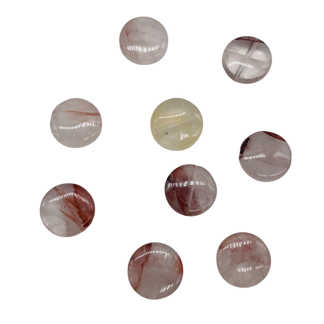 9 Natural Quartz Orange' 12x4mm Coin Beads 9337