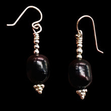 Load image into Gallery viewer, Black Cherry Freshwater Pearl Earrings | 1 1/4&quot; Long | 12x8mm Pearls | 1 Pair |
