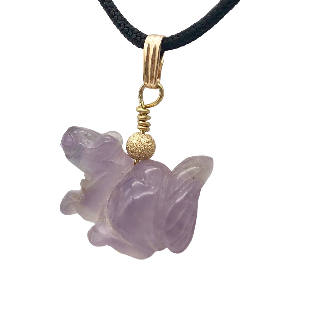Amethyst Squirrel Pendant Necklace | Semi Precious Stone Jewelry | 14k Pendant