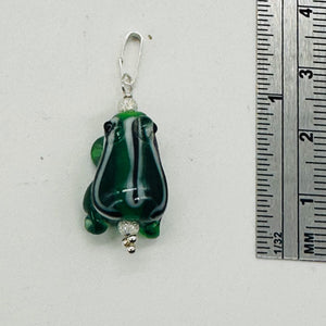 Lampwork Frog Sterling Silver Frog Pendant | 1" Long | Green | 1 Pendant |
