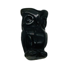 Load image into Gallery viewer, Wisdom Carved Obsidian Owl Animal Bead Figurine | 21x12x9mm | Black
