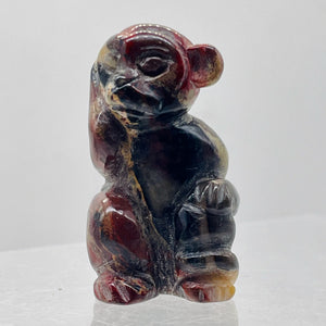 Hand-Carved Sitting Monkey | 1 Figurine | 40x22x21mm | Red Brown