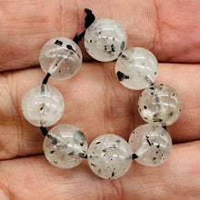 Load image into Gallery viewer, Tourmalinated Quartz Strand 9mm Round Beads| 15.5&quot; Long| Clear, Black| 40 Beads|
