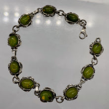 Load image into Gallery viewer, Amber Sterling Silver Bezel Set 8x6mm Stones | 7 1/2&quot; Long | Green | 1 Bracelet|
