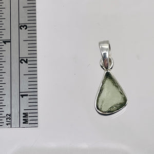Moldavite 8.22ct Sterling Silver Triangle Pendant | 1" Long | Green | 1 Pendant|