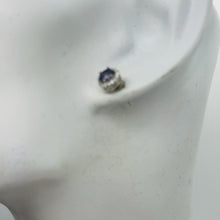 Load image into Gallery viewer, February Birthstone 5mm Purple Created Amethyst Sterling Silver Stud Earrings
