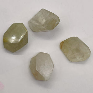 Rutilated Quartz Faceted Nugget Beads | 23x13 to 23x11mm| Clear, White| 4 Beads|