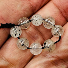 Load image into Gallery viewer, Tourmalinated Quartz Bead Parcel |7mm | 2 1/4&quot; Long | Clear, Black | 8 Beads |
