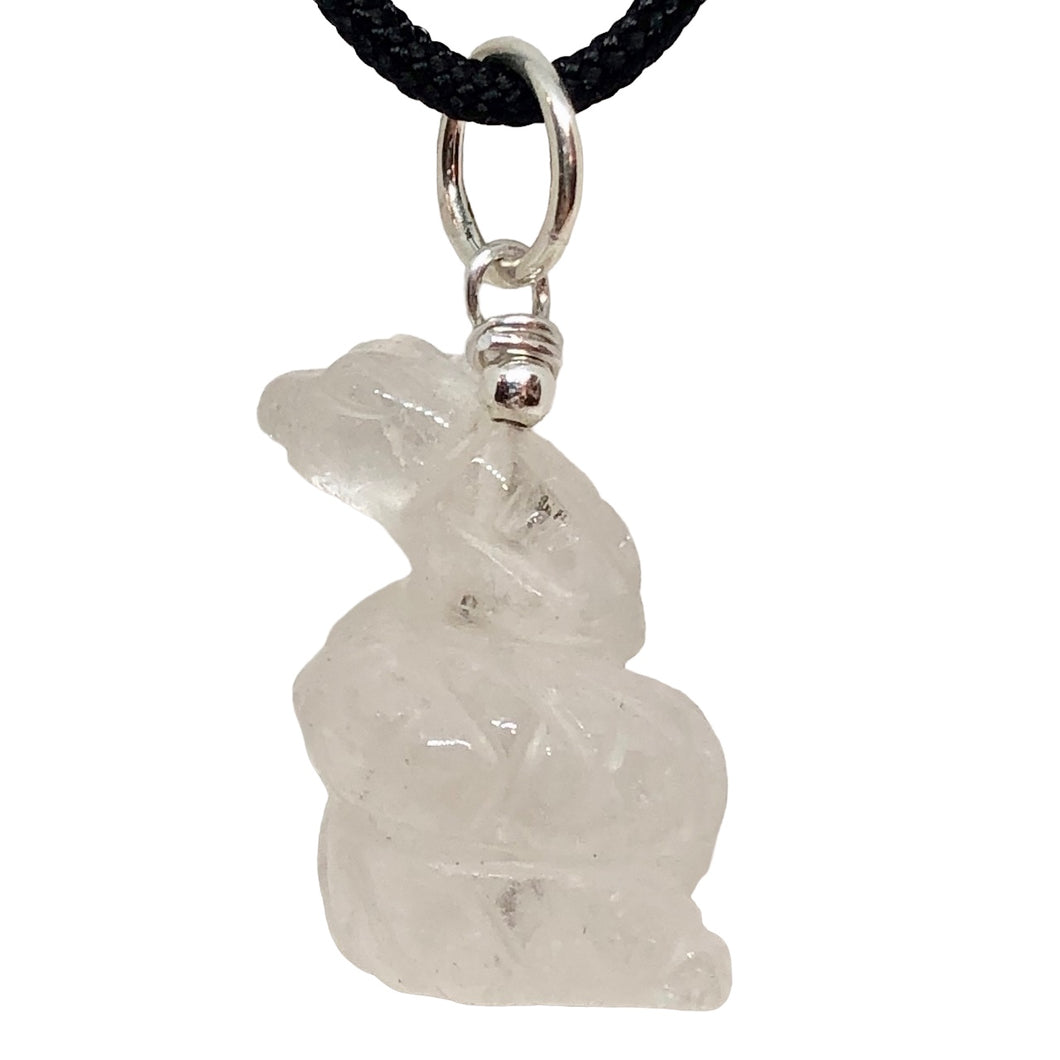 Carved Quartz Snake & Sterling Silver Pendant 509278QZS