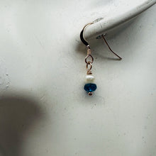 Load image into Gallery viewer, Dazzle Blue Apatite and Fresh Water Pearl Rose Filled Gold Earrings | 1" Long |
