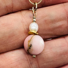 Load image into Gallery viewer, Pink Peruvian Matte Finish Opal, Pearl Drop Bead Pendant | Pink | 1 1/4&quot; Long |

