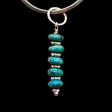 Load image into Gallery viewer, Turquoise Natural Rondelles Sterling Silver Pendant | Blue | 1 1/4&quot; Long |
