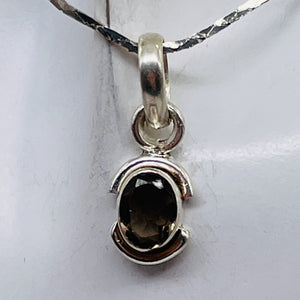 Smoky Quartz Sterling Silver Oval Pendant | 3/4" Long | Smoky | 1 Pendant |