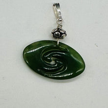 Load image into Gallery viewer, Jade New Zealand Maori Koru Sterling Silver Pendant | Green | 1&quot; Long |
