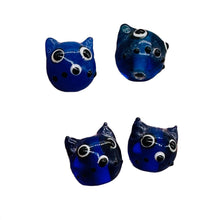 Load image into Gallery viewer, Kitty Cat Ceramic Round Beads | 15mm | Midnight Blue | 4 Beads |
