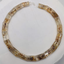 Load image into Gallery viewer, Gold Rutilated Quartz Rectangular Bead Strand | 23x15x7mm| Clear Gold| 19 Beads|
