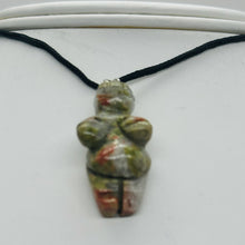 Load image into Gallery viewer, Unakite Stone Goddess of Willendorf Pendant Necklace | 3/4&#39; Long | Green, Pink |
