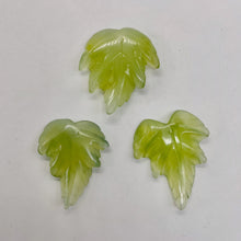 Load image into Gallery viewer, Carved Serpentine New Jade Leaf Bead Set | 23x22x4 to 28x27x4mm | 3 Beads |
