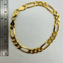 Load image into Gallery viewer, Handmade Italian 18K Gold Vermeil Figaro Chain Bracelet | 7mm | 8" | 12g |
