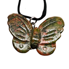 Load image into Gallery viewer, Unakite Stone Butterfly Pendant | 1&quot; Long | Green, Pink | 1 Pendant Necklace |

