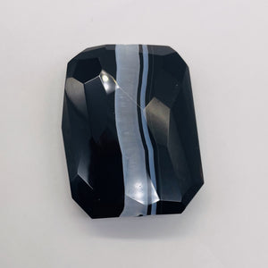 Onyx Flat Faceted Rectangular Pendant Bead | 50x48x14mm | Black White | 1 Bead |