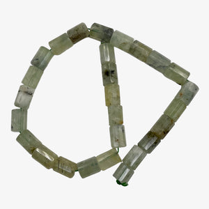 Tourmalated Prehnite Tube Bead Strand | 16x11mm | Green Black | 26 Beads |