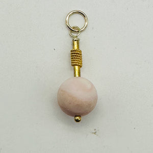 Pink Peruvian Opal Matte Finish Drop Bead Pendant | Pink | 1" Long |