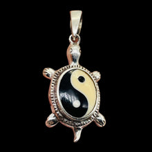 Load image into Gallery viewer, Yin Yang Sterling Silver Turtle Pendant | 1 1/2&quot; Long | White Black | 1 Pendant |
