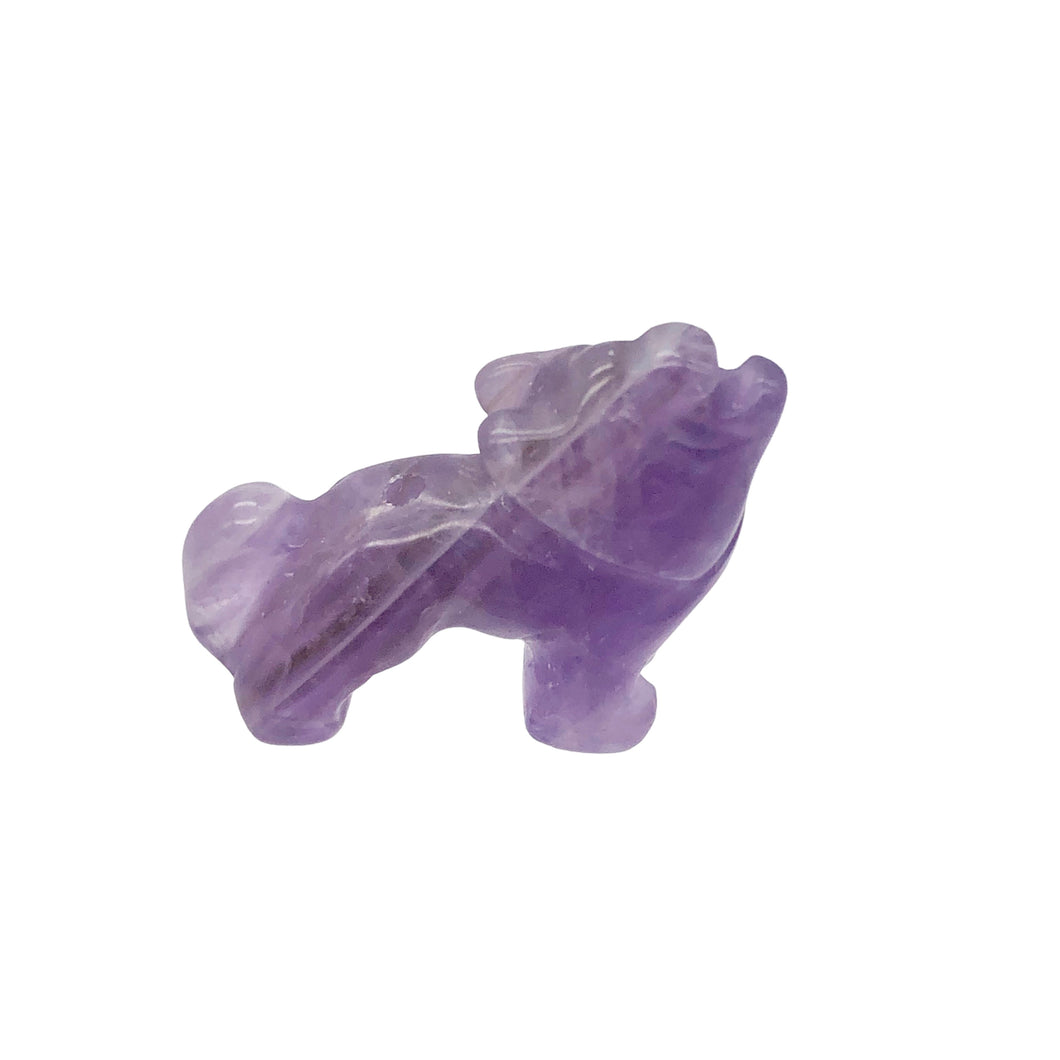 Howling Carved Amethyst Standing Wolf / Coyote Figurine | 22x16x8mm | Purple