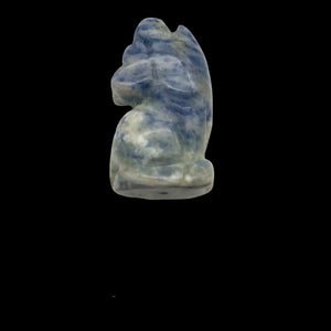 Howling New Moon Sodalite Wolf / Coyote Figurine | 21x11x8mm | Blue white