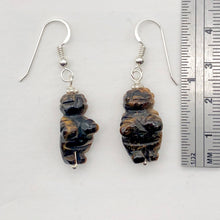 Load image into Gallery viewer, Tiger Eye Venus Goddess of Willendorf Sterling Earrings| 1 3/4&quot; Long | Bronze |

