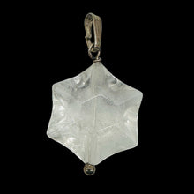 Load image into Gallery viewer, Hand Carved Clear Quartz Star Pendant Sterling Silver Crystal Necklace 1in
