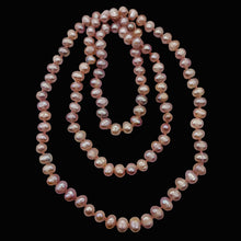Load image into Gallery viewer, Fresh Water Pearl Knotted on Silk Necklace | 33&quot; Long| Lavender Pink| 1 Necklace
